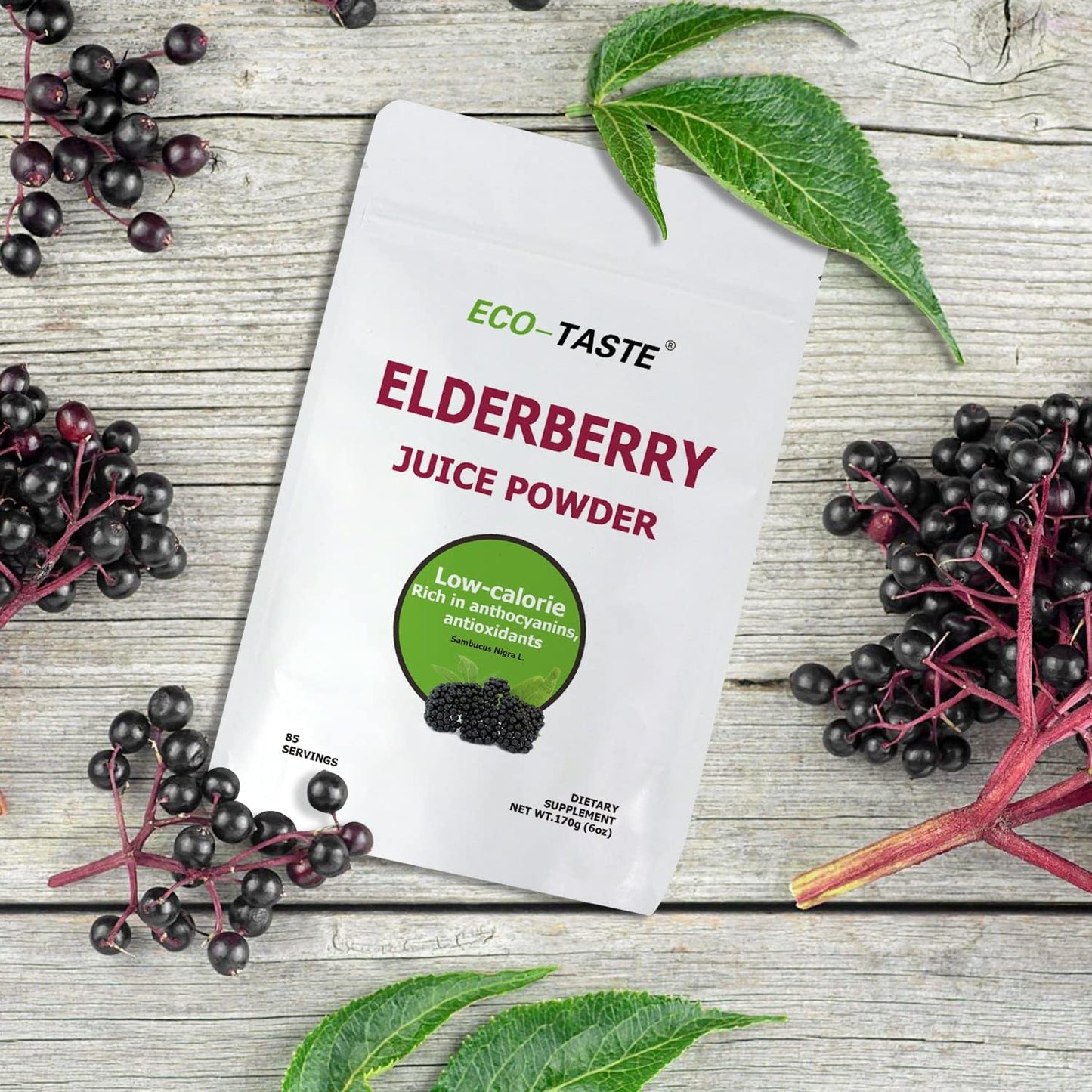 Elderberry Juice Powder 170g - Non GMO, Vegan, Supports Immune System