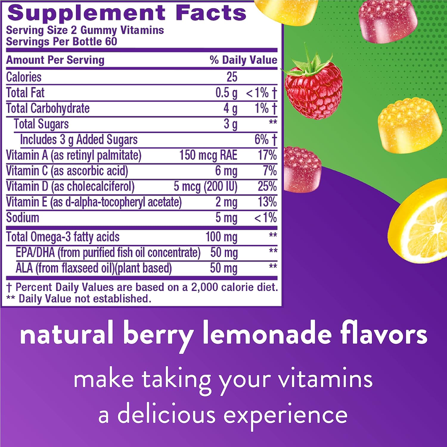 Elderberry & Omega-3 Gummy Vitamins Combo Pack - 90ct & 120ct - Berry Lemonade Flavor