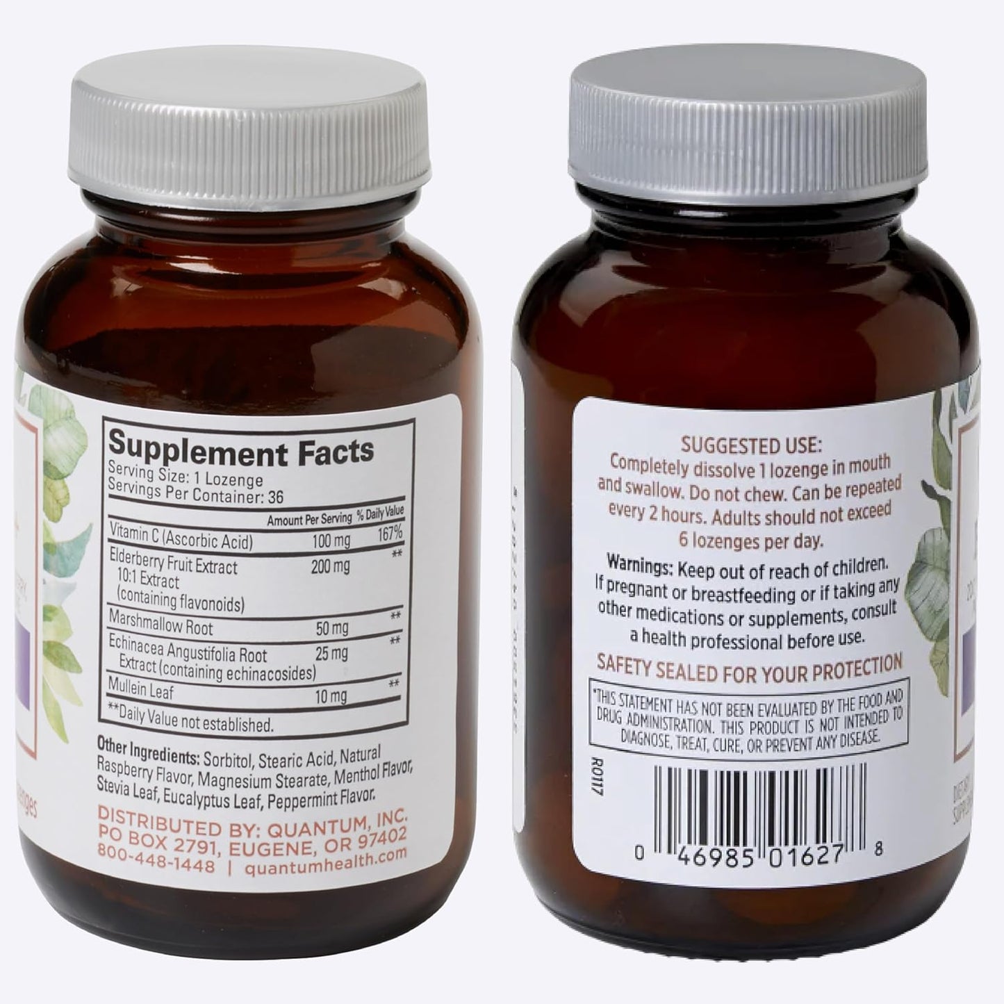 Elderberry + Raspberry Lozenges with Echinacea & Vitamin C for Immune Support - 36 Count