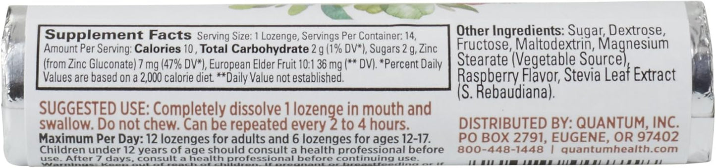 Elderberry Raspberry TheraZinc Lozenges with Zinc Gluconate for Immune Support - 14 Count
