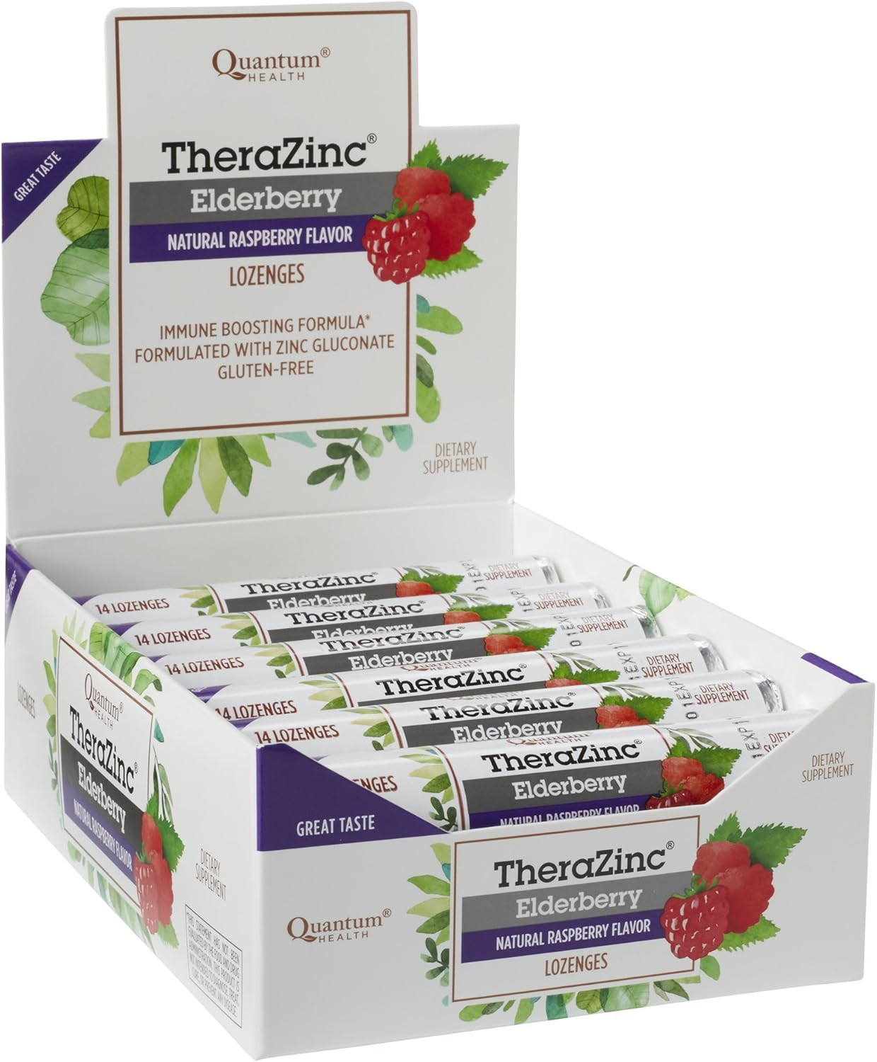 Elderberry Raspberry TheraZinc Lozenges with Zinc Gluconate for Immune Support - 14 Count