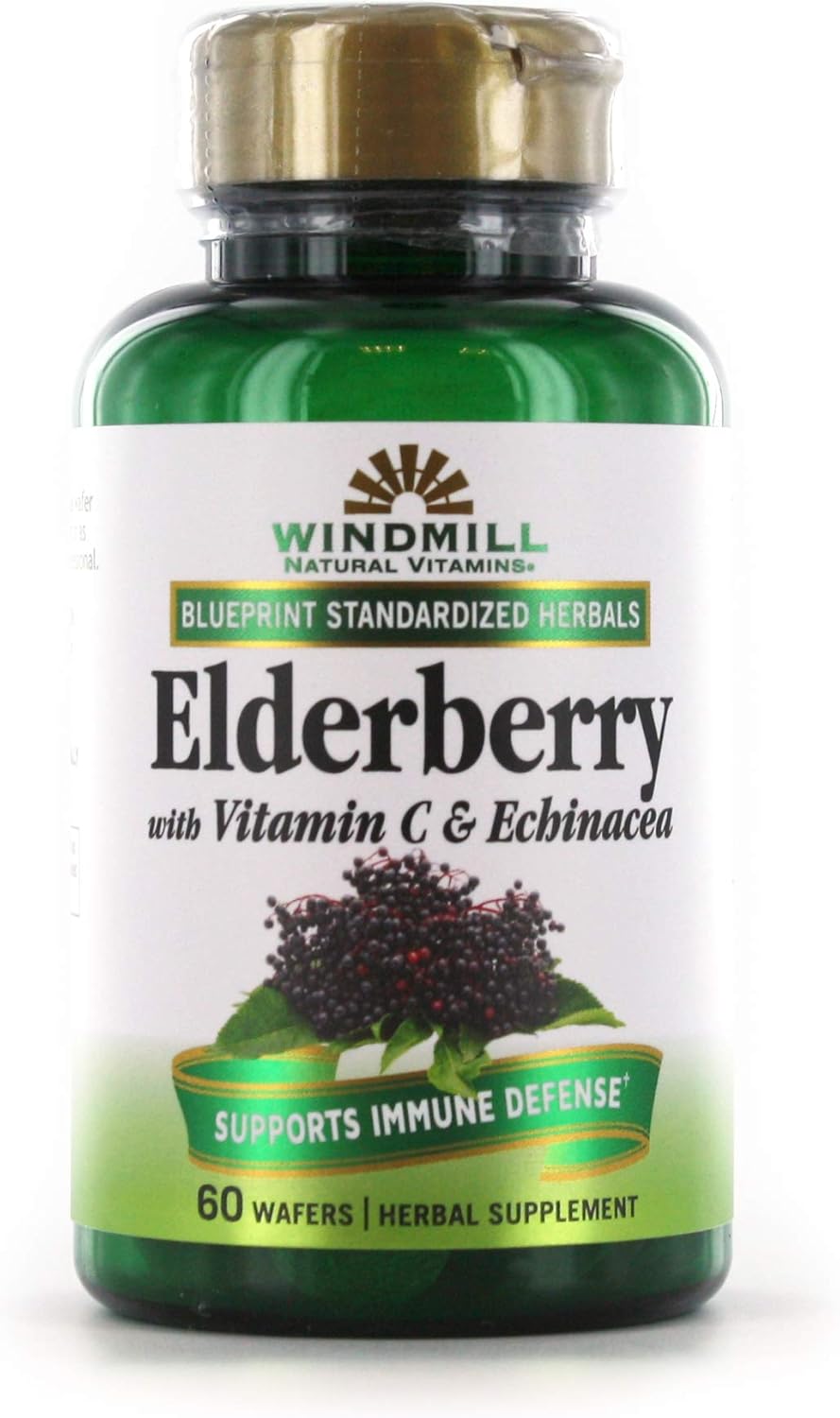 Elderberry, Vitamin C, and Echinacea Capsules - 60 Count for Immune Support