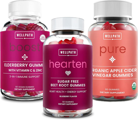 Elderberry, Zinc, Beet Root, and ACV Gummies Bundle - 60 Ct Each for Immune Support