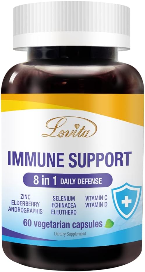 Elderberry Zinc Vitamin C D Selenium Echinacea Andrographis Siberian Ginseng Immune Support Supplement