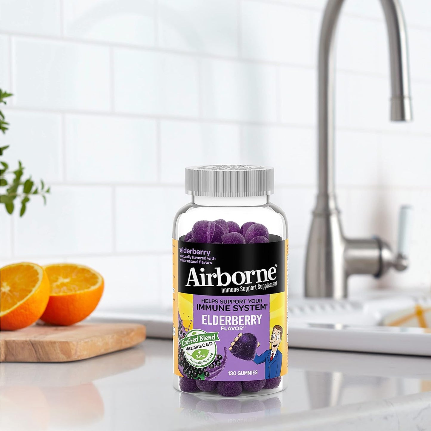 Elderberry + Zinc & Vitamin C Gummies for Kids - Immune Support with Antioxidants - 130 Elderberry Flavor Gummies
