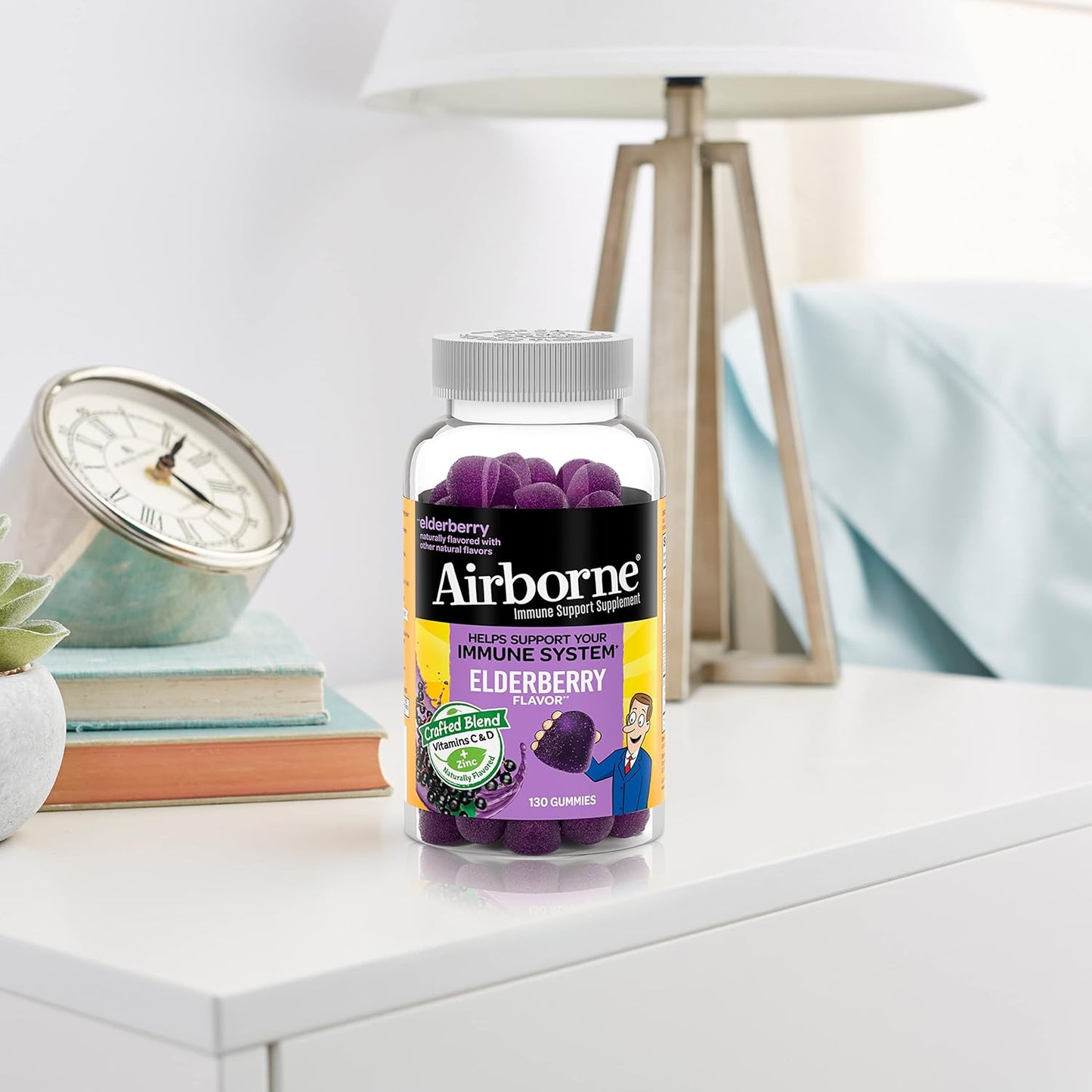Elderberry + Zinc & Vitamin C Gummies for Kids - Immune Support with Antioxidants - 130 Elderberry Flavor Gummies