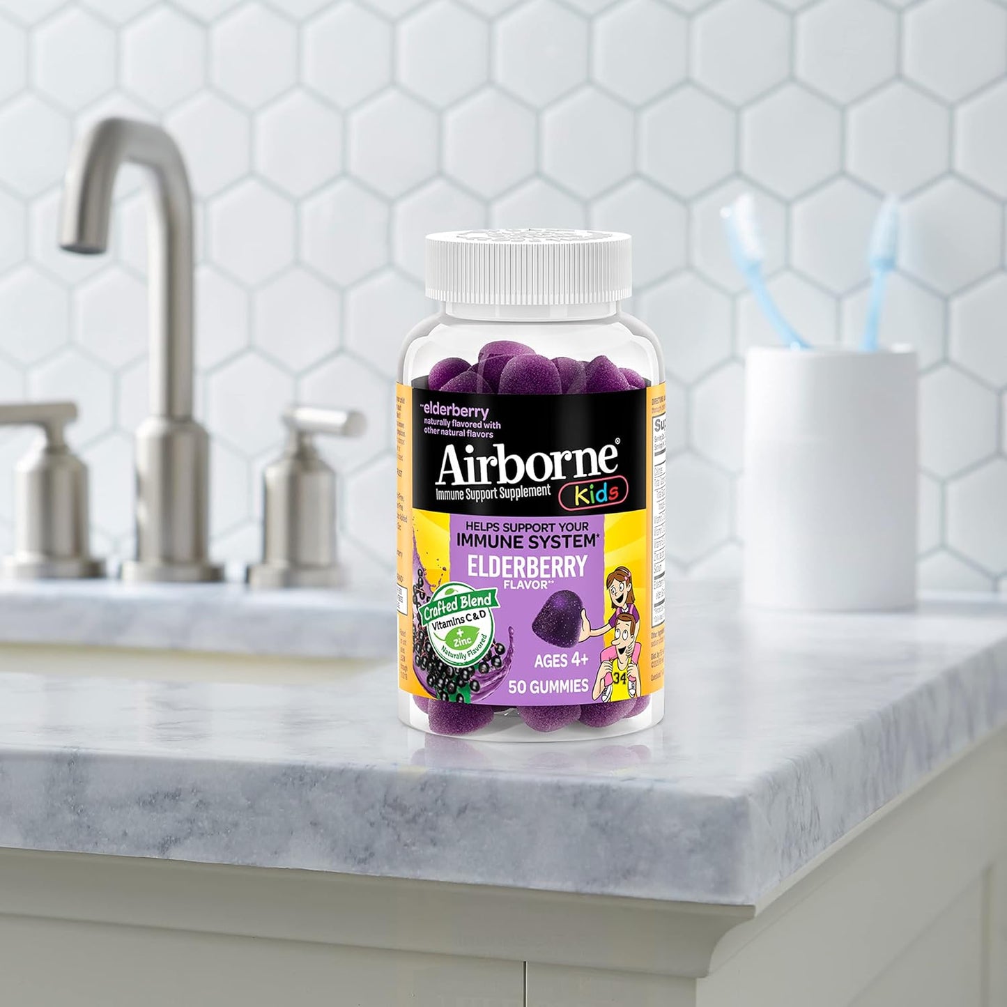Elderberry + Zinc & Vitamin C Gummies for Kids - Immune Support with Antioxidants - 50 Gummies - Elderberry Flavor - BoostGo Australia