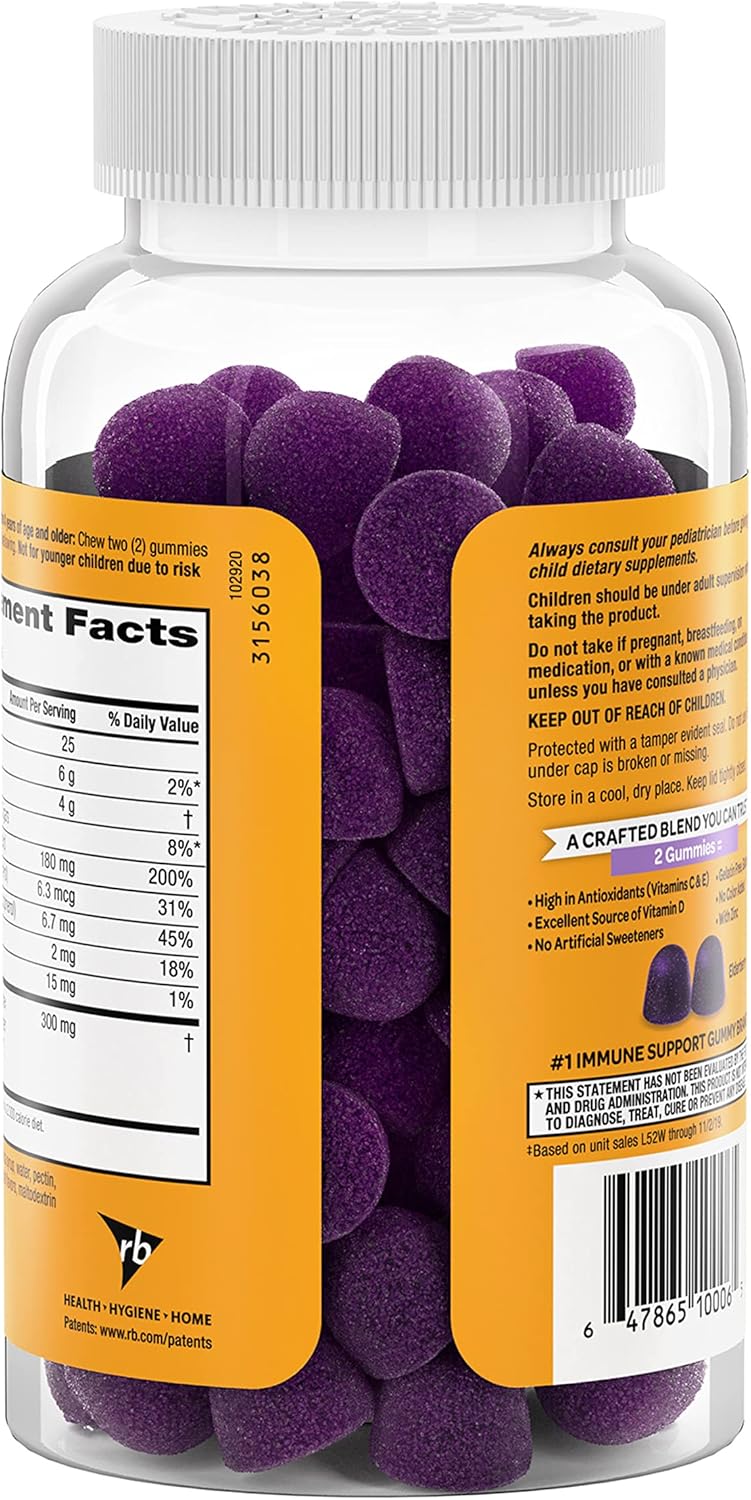 Elderberry + Zinc & Vitamin C Gummies for Kids - Immune Support with Antioxidants - 130 Elderberry Flavor Gummies