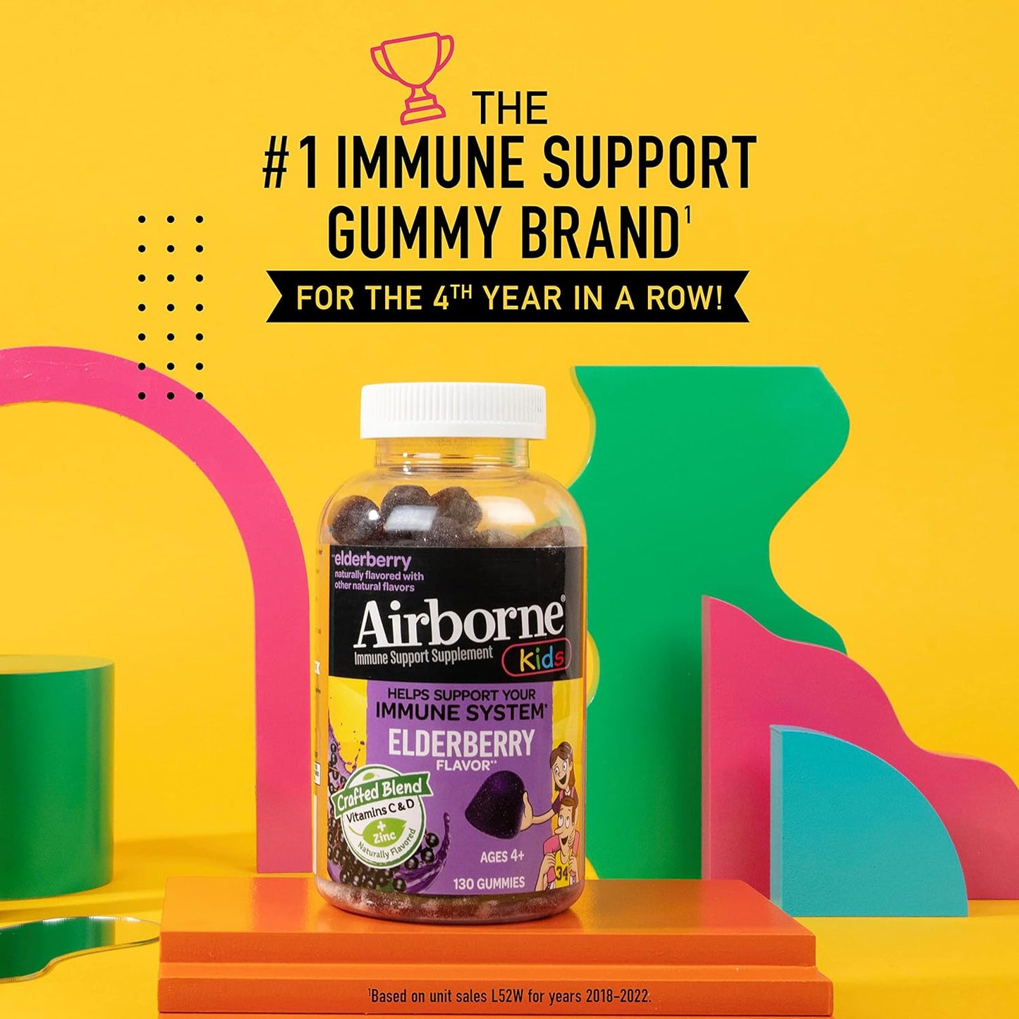 Elderberry + Zinc & Vitamin C Gummies for Kids - Immune Support with Antioxidants - 130 Elderberry Flavor Gummies