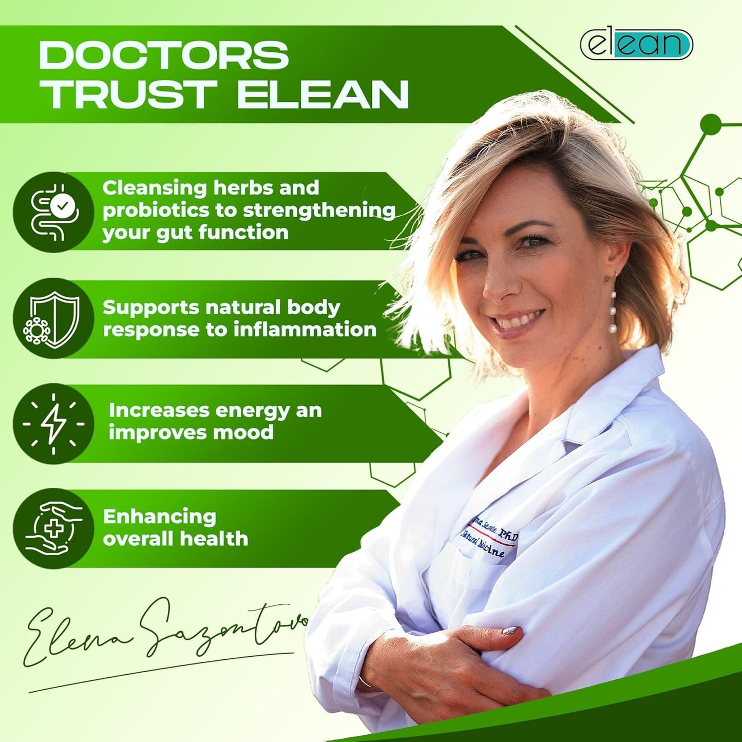 ELEAN Detox Plus Capsules with Probiotic, Alfalfa, Flax Seed, Aloe Vera for Colon Cleanse and Digestive Health - 90 Capsules