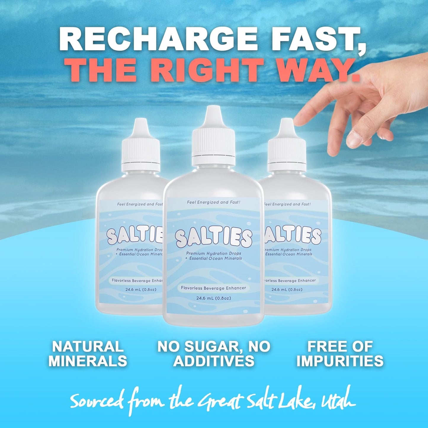 Electrolyte Drops with Magnesium, Potassium, and Sodium - Unflavored Trace Minerals - Sugar-Free - Made in Utah, US