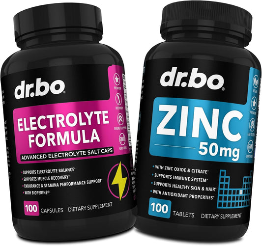 Electrolyte Pills with Zinc - Potassium, Magnesium, Sodium, Chloride, Calcium Salts - 50mg Zinc Supplement Tablets