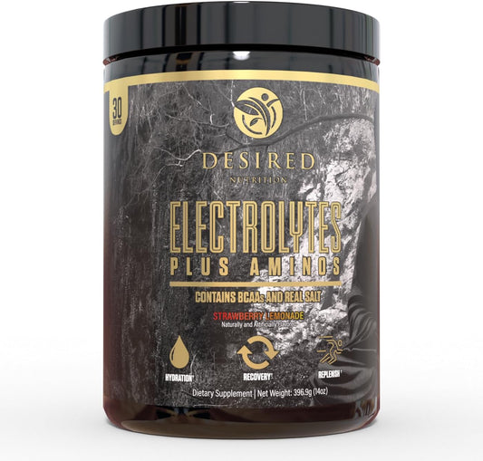 Electrolytes Plus Amino Recovery Drink Powder - Strawberry Lemonade (30 Servings) - Hydration and BCAAs