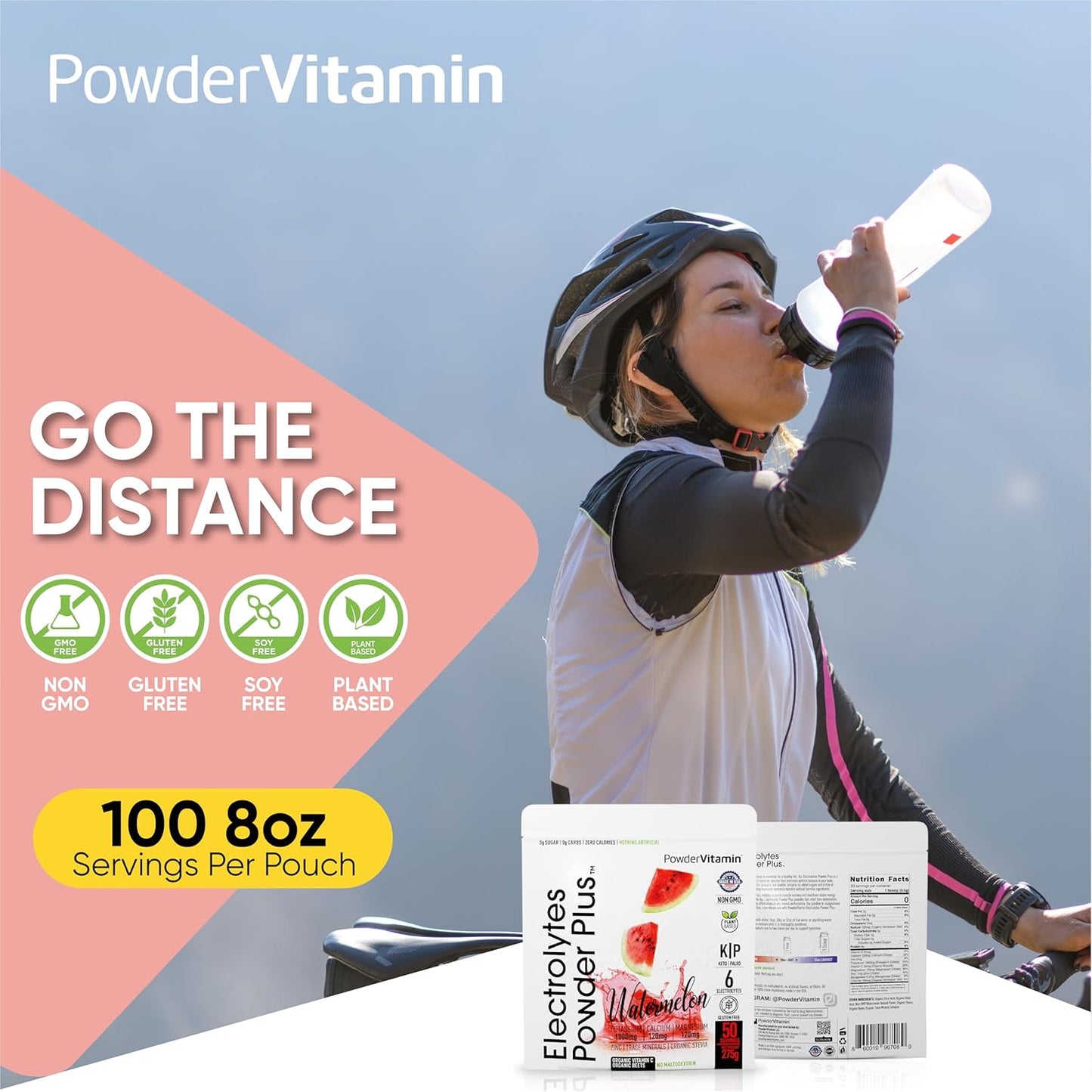 Electrolytes Powder with Vitamins, 0 Calorie Keto Hydration Powder (50 Servings, Watermelon Flavor)
