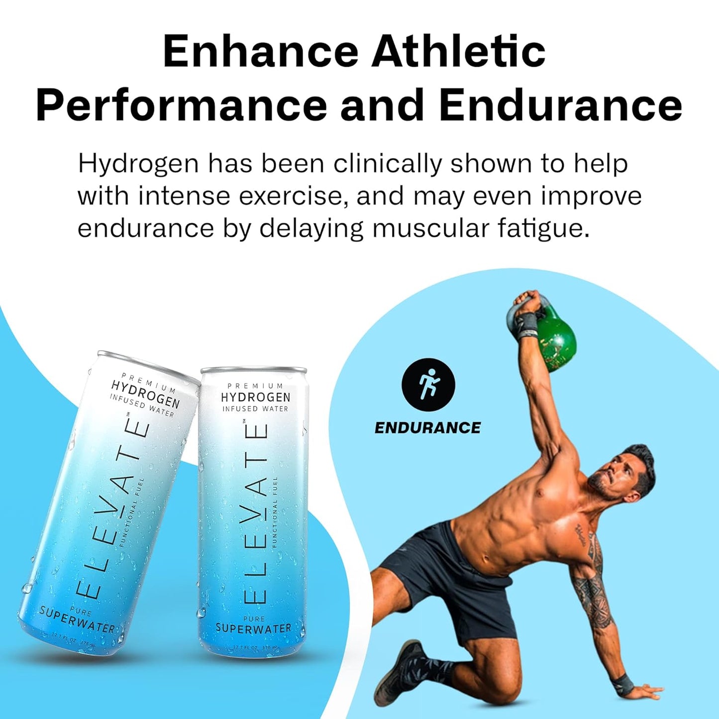 ELEVATE SUPERWATER Premium Hydrogen Water (12 pack) - Highest Hydrogen & Lowest ORP. Supports Recovery, Energy, Hydration, Focus, and Endurance.