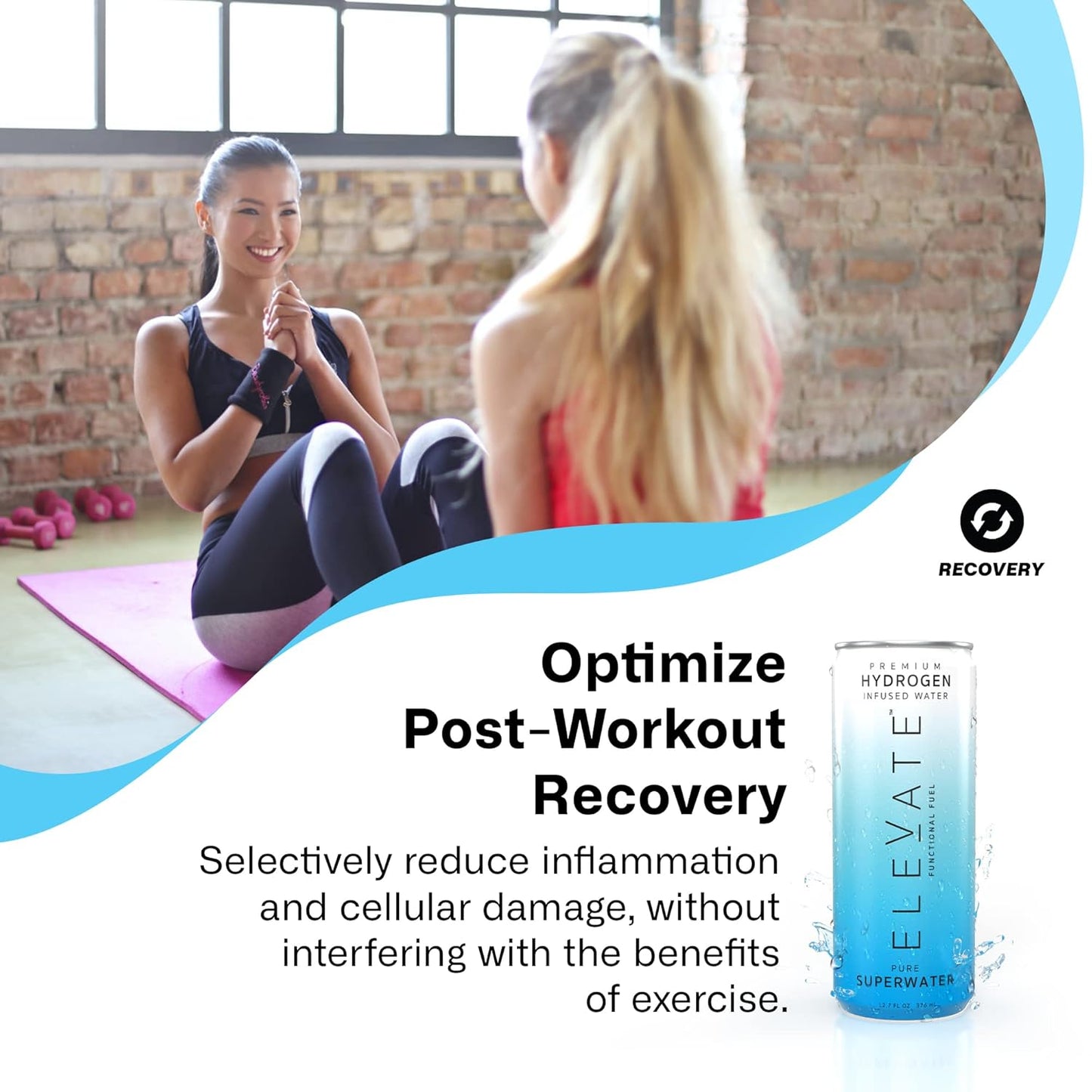 ELEVATE SUPERWATER Premium Hydrogen Water (12 pack) - Highest Hydrogen & Lowest ORP. Supports Recovery, Energy, Hydration, Focus, and Endurance.