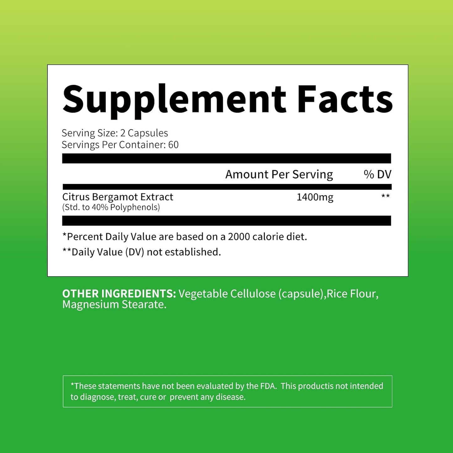 ElevateLife Citrus Bergamot Supplement - 1400mg, 120 Capsules for Heart Health and Cholesterol Support