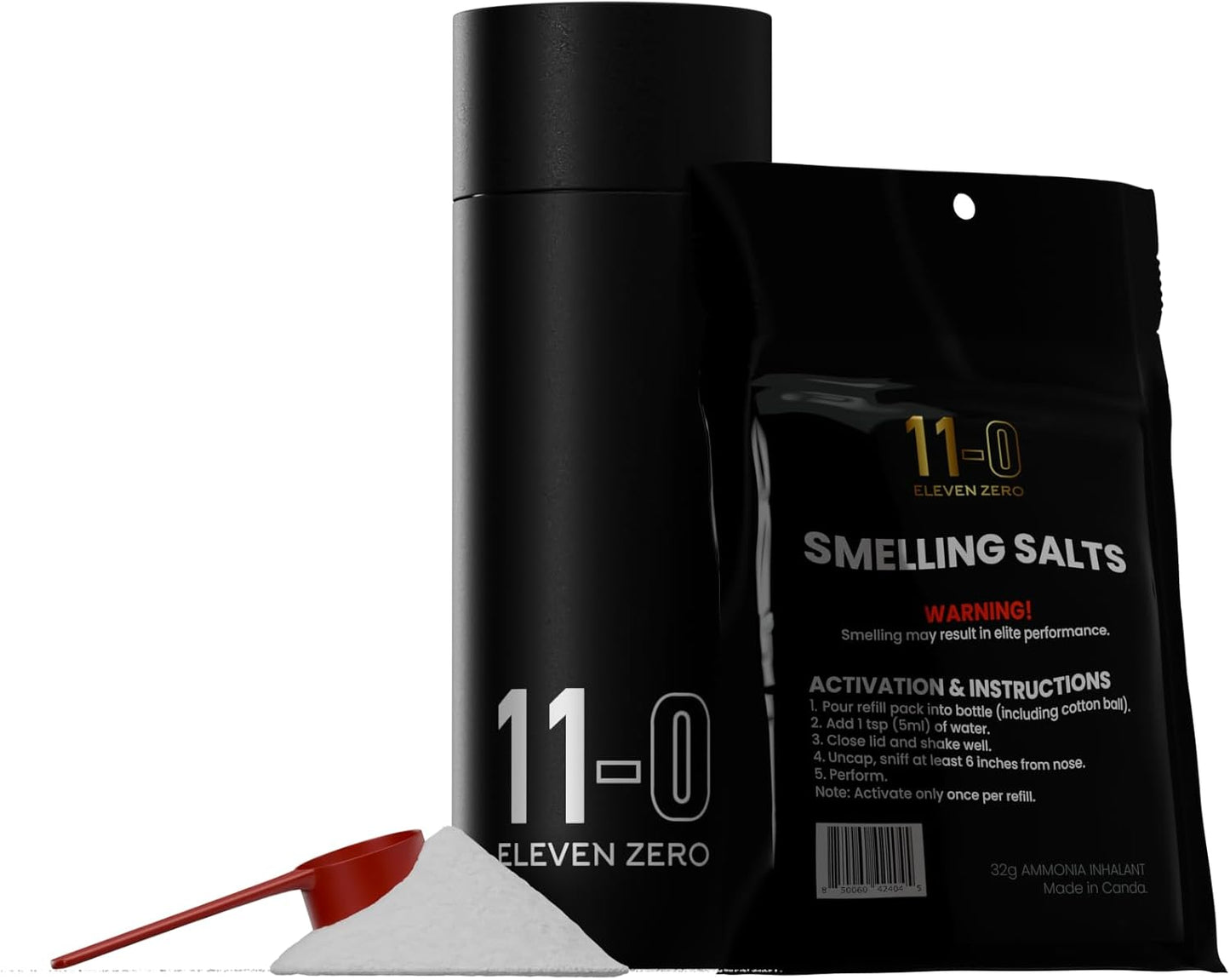 Eleven Zero 11-0 Strong Smelling Salts in Portable Metal Container for Athletes - Powerful Ammonia Inhalants for Instant Energy & Adrenaline Boost