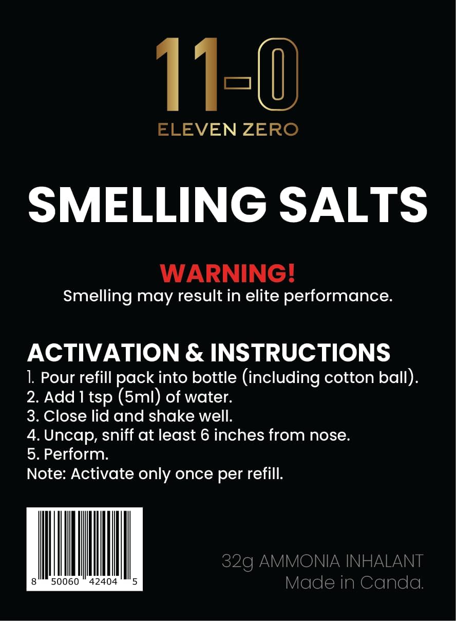 Eleven Zero 11-0 Strong Smelling Salts in Portable Metal Container for Athletes - Powerful Ammonia Inhalants for Instant Energy & Adrenaline Boost
