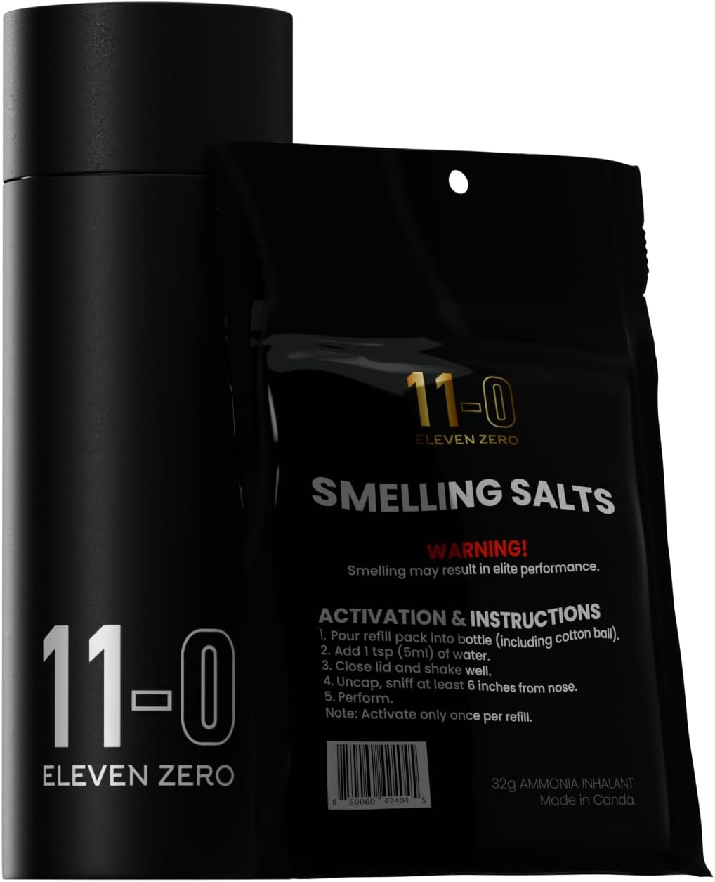 Eleven Zero 11-0 Strong Smelling Salts in Portable Metal Container for Athletes - Powerful Ammonia Inhalants for Instant Energy & Adrenaline Boost