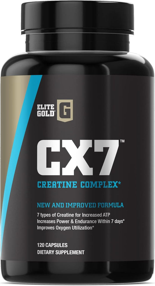 Elite Gold CX7 Creatine Capsules - Complete Nutrition - 120ct