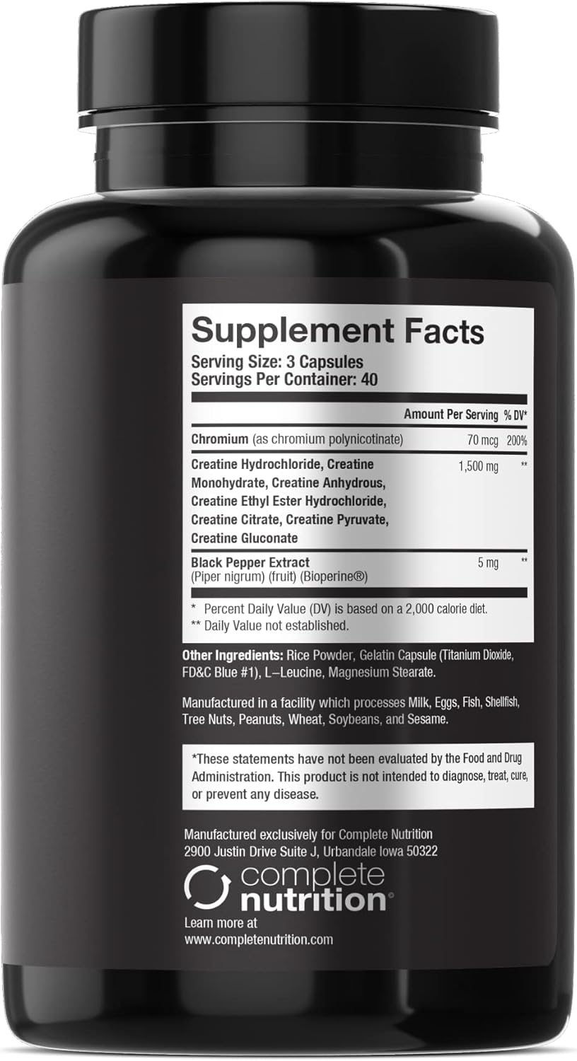 Elite Gold CX7 Creatine Capsules - Complete Nutrition - 120ct