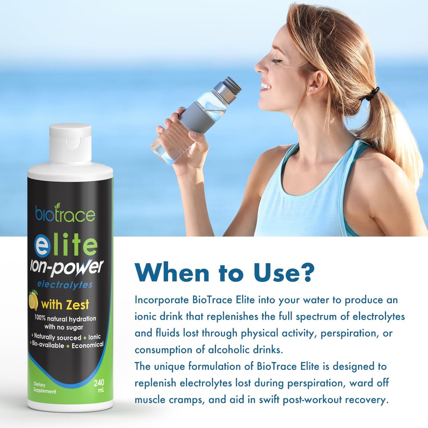 Elite Zest Electrolyte Drops | Zero Calorie, Sugar-Free Hydration Supplement | Enhanced with Trace Minerals for Rapid Workout Recovery | 4.1 fl oz Bottle