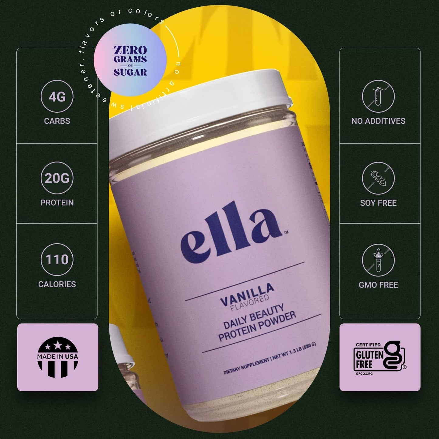 Ella Chocolate Collagen Protein Powder for Women - Grass-Fed Peptides, Non-GMO, Gluten-Free Beauty Supplement