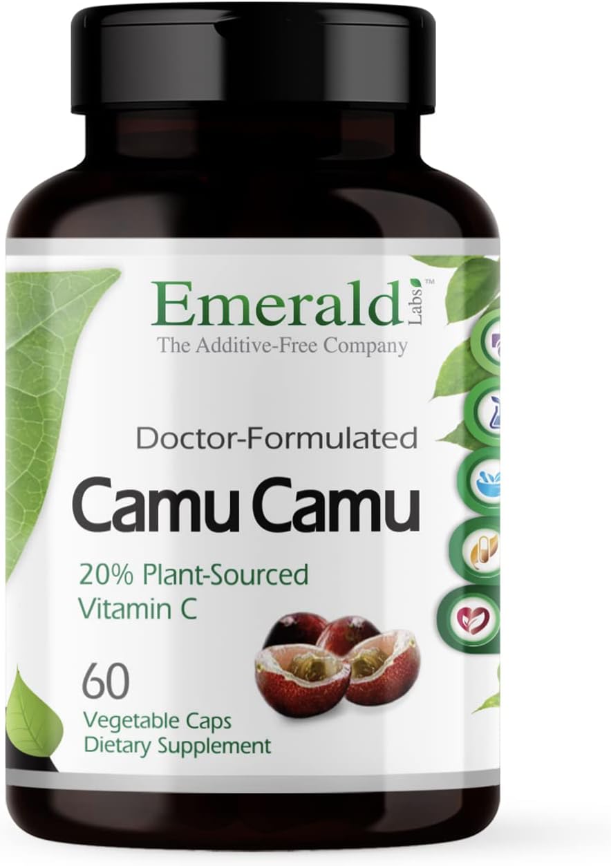 Emerald Labs Camu Camu Supplement - Plant-Based Vitamin C with Bioflavonoids, Amino Acids, B Vitamins - Gluten-Free, Vegan - 60 Veg Caps