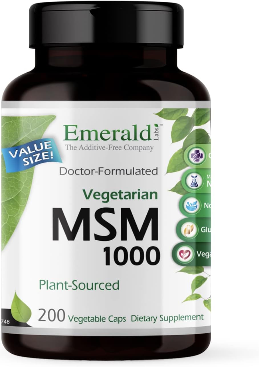 Emerald Labs MSM 1000mg - Joint, Liver & Immune Support Supplement with Methylsulfonylmethane - Gluten-Free & Additive-Free - 200 Capsules