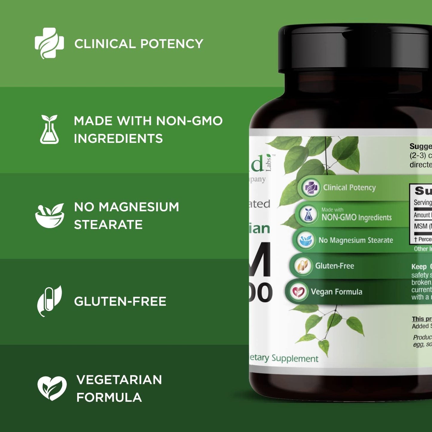 Emerald Labs MSM 1000mg - Joint, Liver & Immune Support Supplement with Methylsulfonylmethane - Gluten-Free & Additive-Free - 200 Capsules