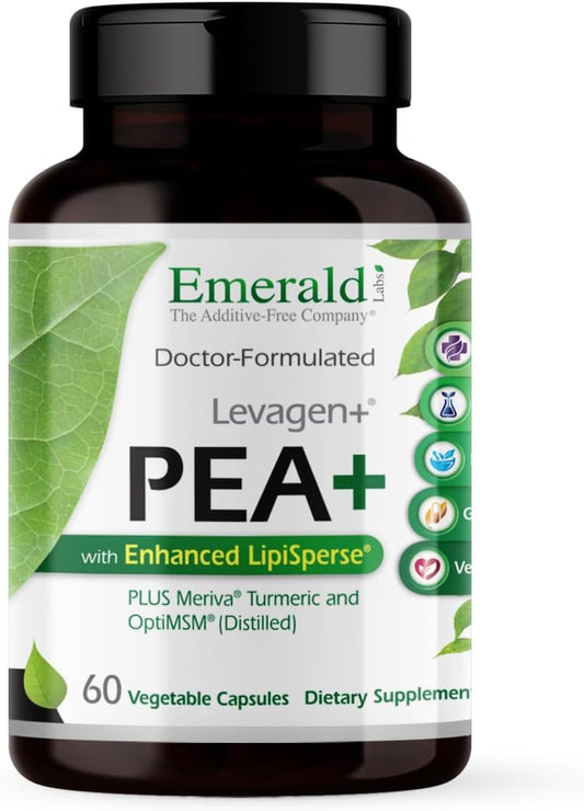 Emerald Labs Pea+ with Levagen+: Joint & Muscle Support with Curcumin & MSM - Non-GMO, Vegan - 60 Capsules
