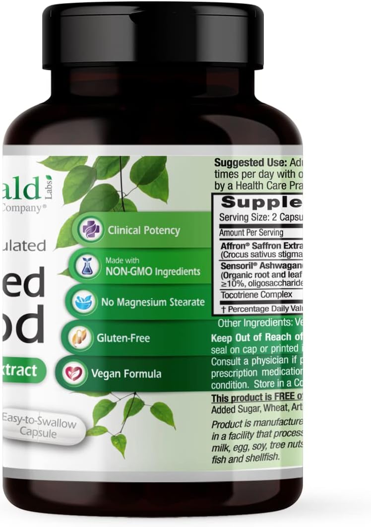 Emerald Labs Stress Management Supplement with Sensoril Ashwagandha & Affron Saffron - 60 Vegetarian Capsules