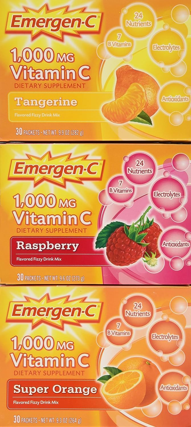 Emergen-C 1,000 mg Vitamin C Drink Mix Variety Pack, 90 Packets, 28.5 oz.