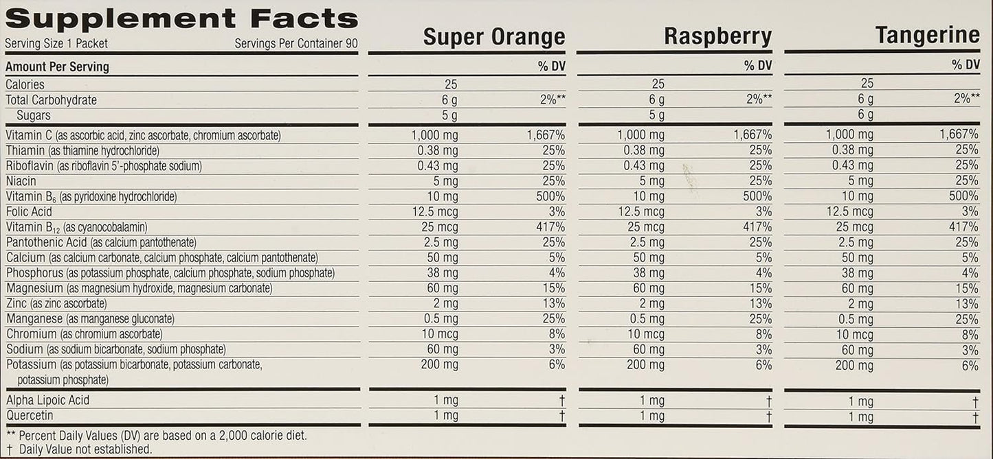 Emergen-C 1,000 mg Vitamin C Drink Mix Variety Pack, 90 Packets, 28.5 oz.