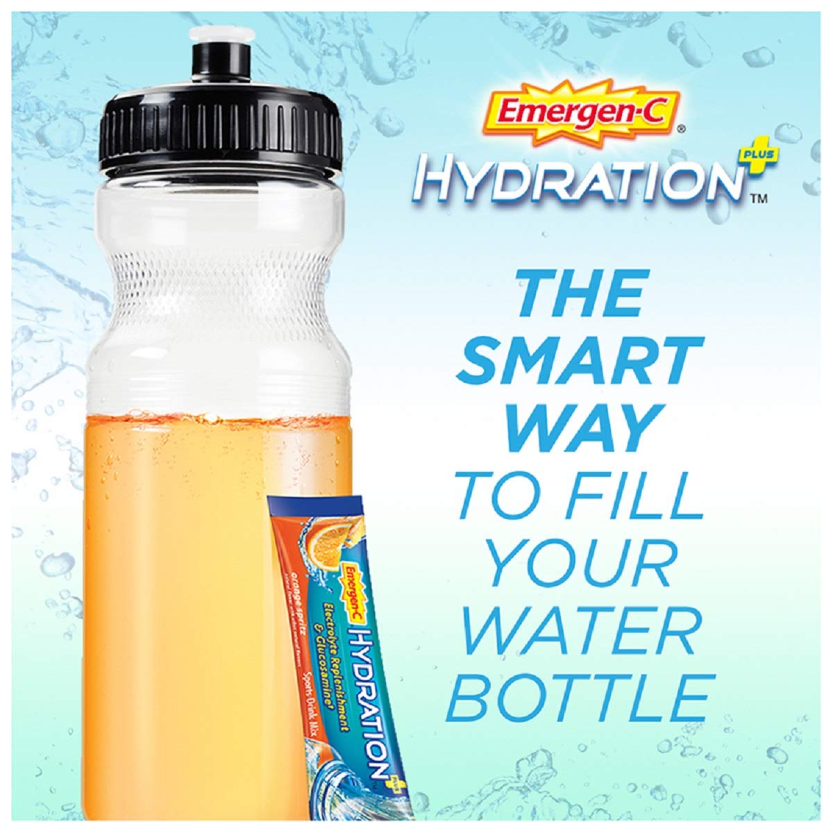 Emergen-C Hydration+ Sports Drink Mix with Vitamin C, Glucosamine, and Electrolytes - Orange Spritz Flavor (18 Count)