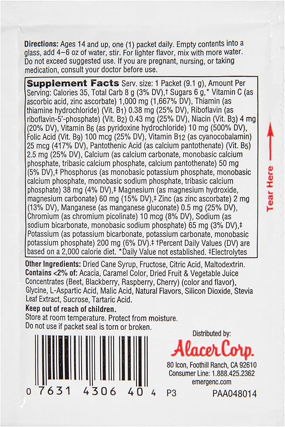 Emergen-C Raspberry 10 Packets - Immune Support Vitamin C Drink Mix