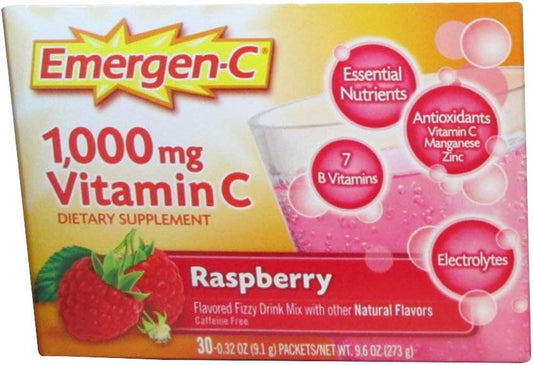 Emergen-C Raspberry Drink Mix Packets - 30 Count (Pack of 4)