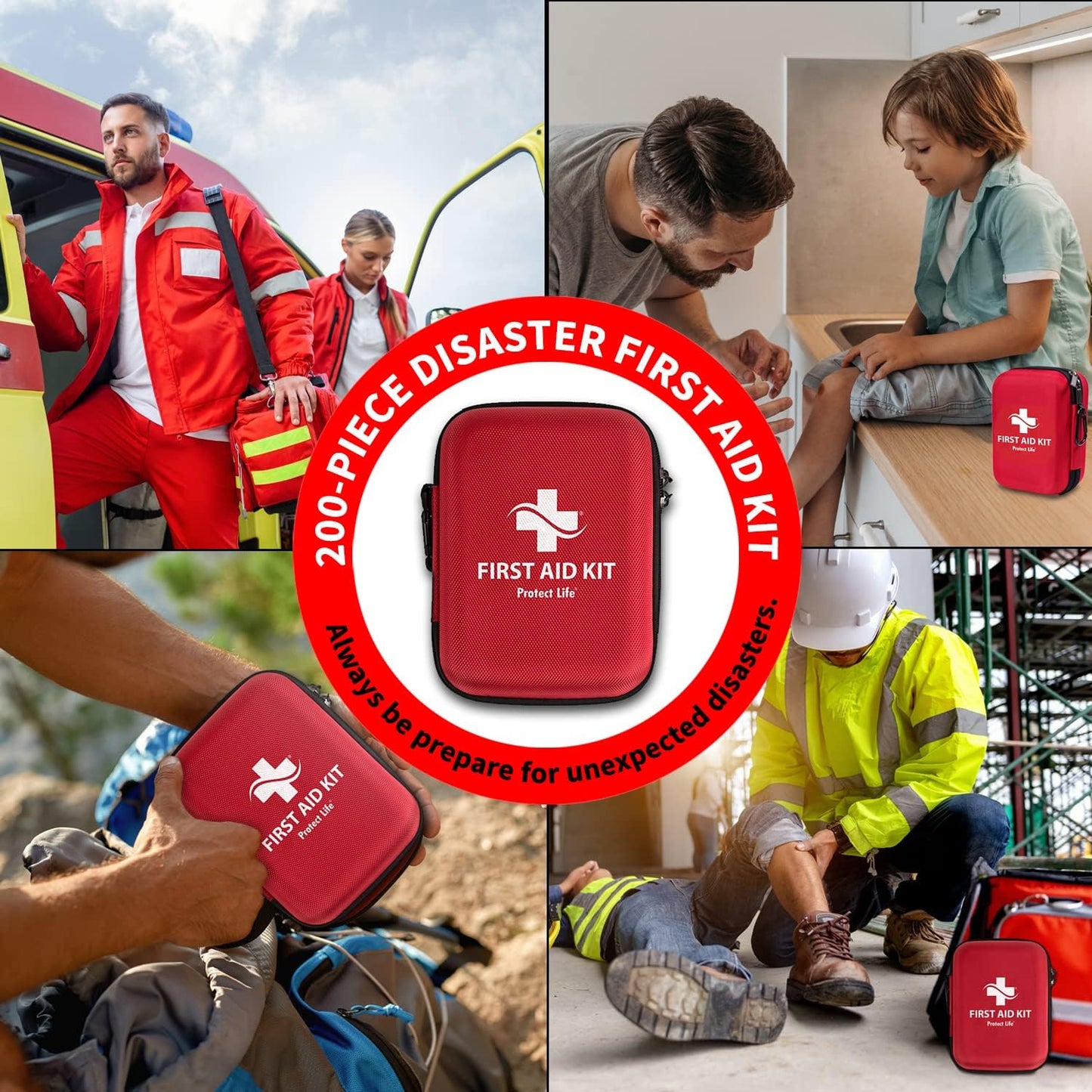 Emergency Scar Therapy Kit for Home & Business | HSA/FSA Eligible First Aid Kit | Travel & Camping Medical Kit (200 Piece)