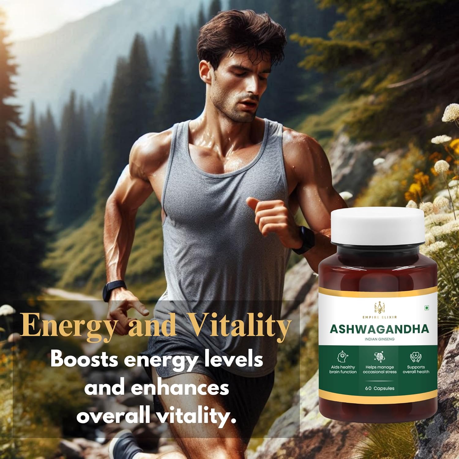 Empire Elixir Ashwagandha Capsules - Energy & Immune Support for Men & Women | 450mg | 60 Capsules | Non-GMO