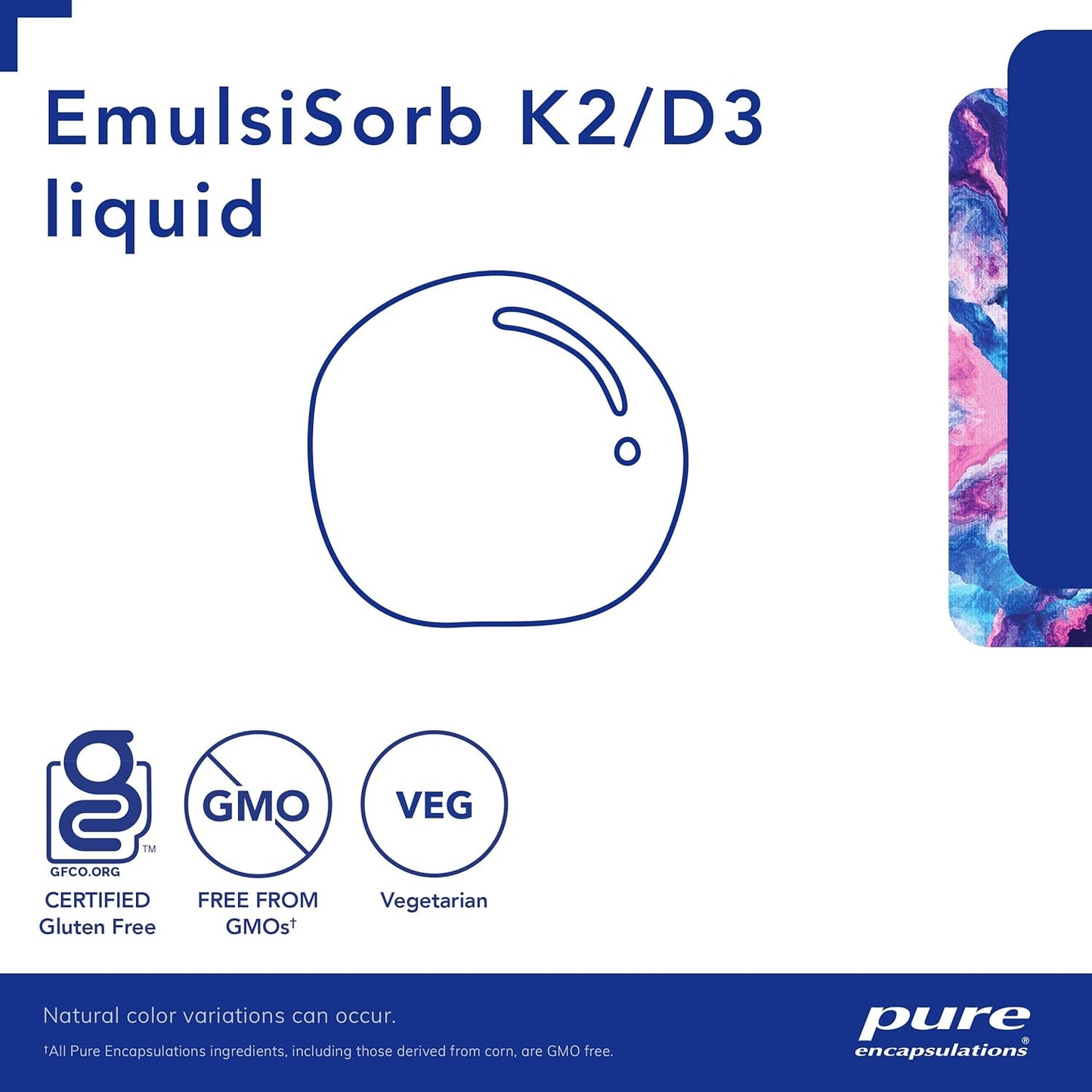 EmulsiSorb K2/D3 Liquid by Pure Encapsulations | Emulsified Vitamin K2 and D3 for Vascular Health | 0.7 Fl Oz