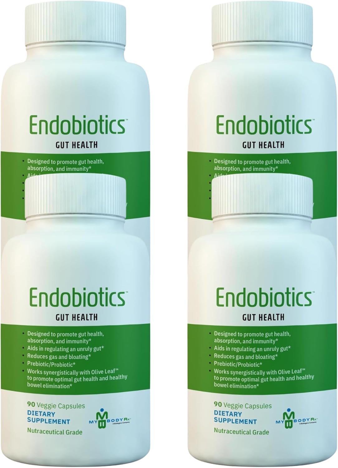 Endobiotics Gut Support Supplement - 8 Beneficial Bacteria for Digestive Health - 90 Capsules x 4 Pack