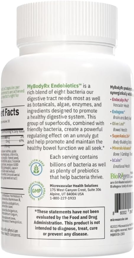 Endobiotics Gut Support Supplement - 8 Beneficial Bacteria for Digestive Health - 90 Capsules x 4 Pack