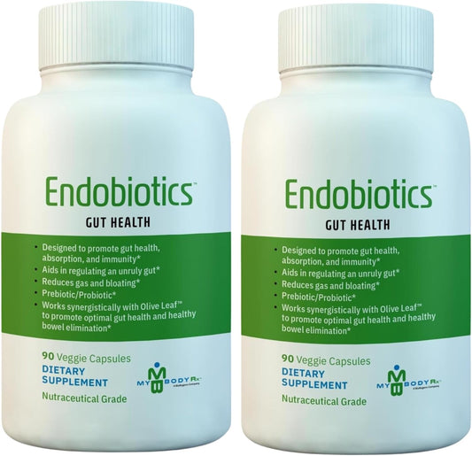 Endobiotics Gut Support Supplement - 90 Capsules 2pk - Eight Beneficial Bacteria for Digestive Health by MYBODYRX