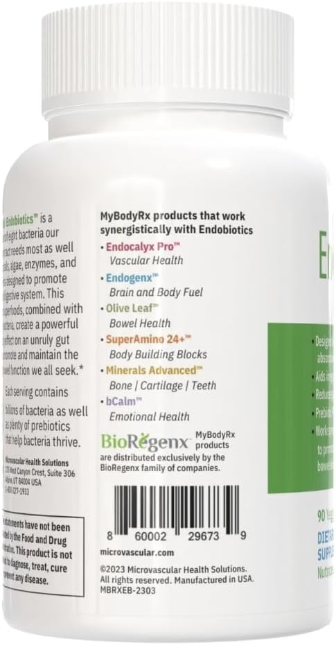 Endobiotics Gut Support Supplement - 90 Capsules 2pk - Eight Beneficial Bacteria for Digestive Health by MYBODYRX