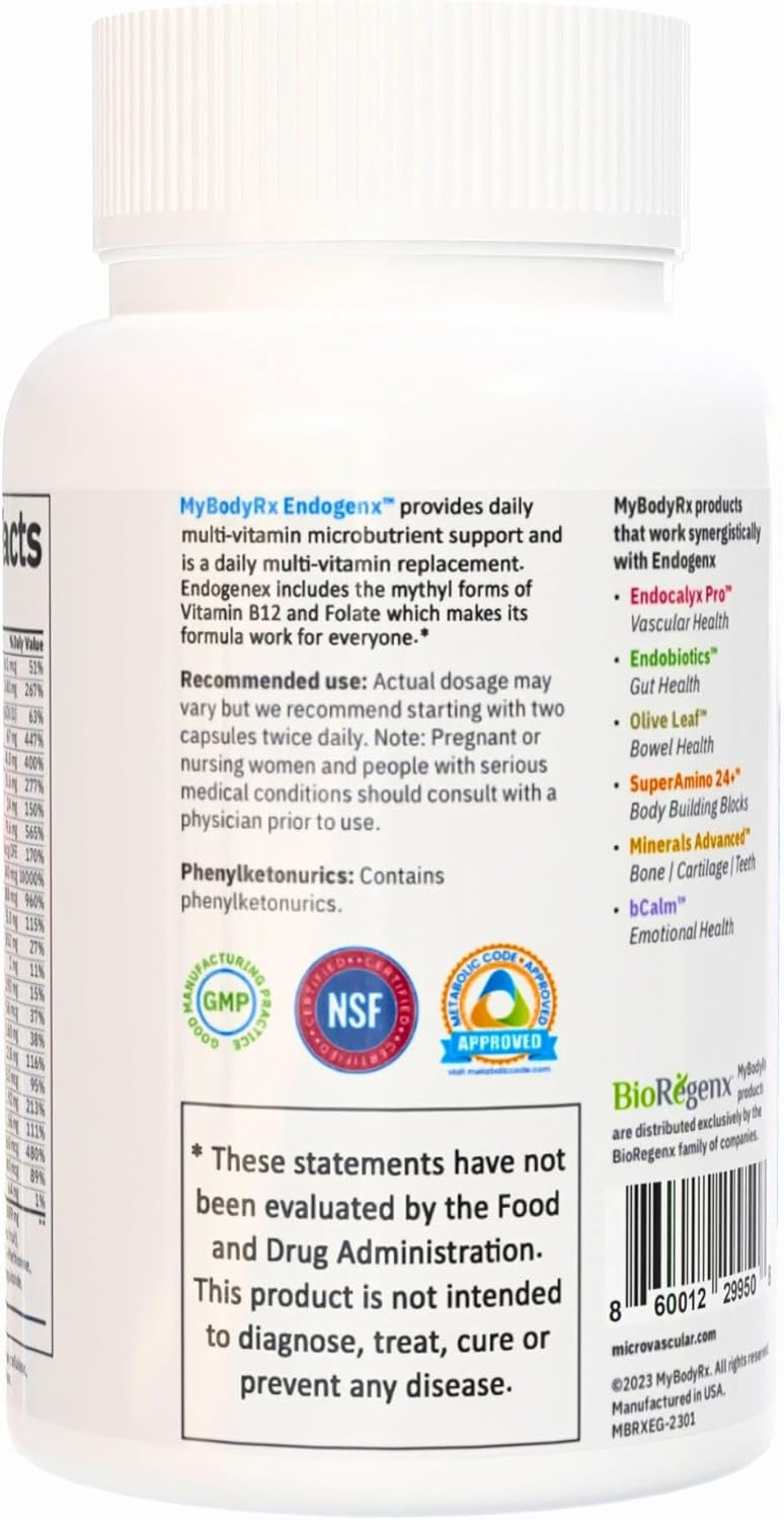 Endogenx Multi-Vitamin Supplement for Brain and Body Health - 120 Veggie Capsules - MYBODYRX