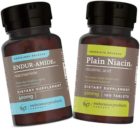 Endur-Amide 500mg NAD+ Niacinamide B3 Tablets - Immediate Release Flush Nicotinic Acid 100 Tablets