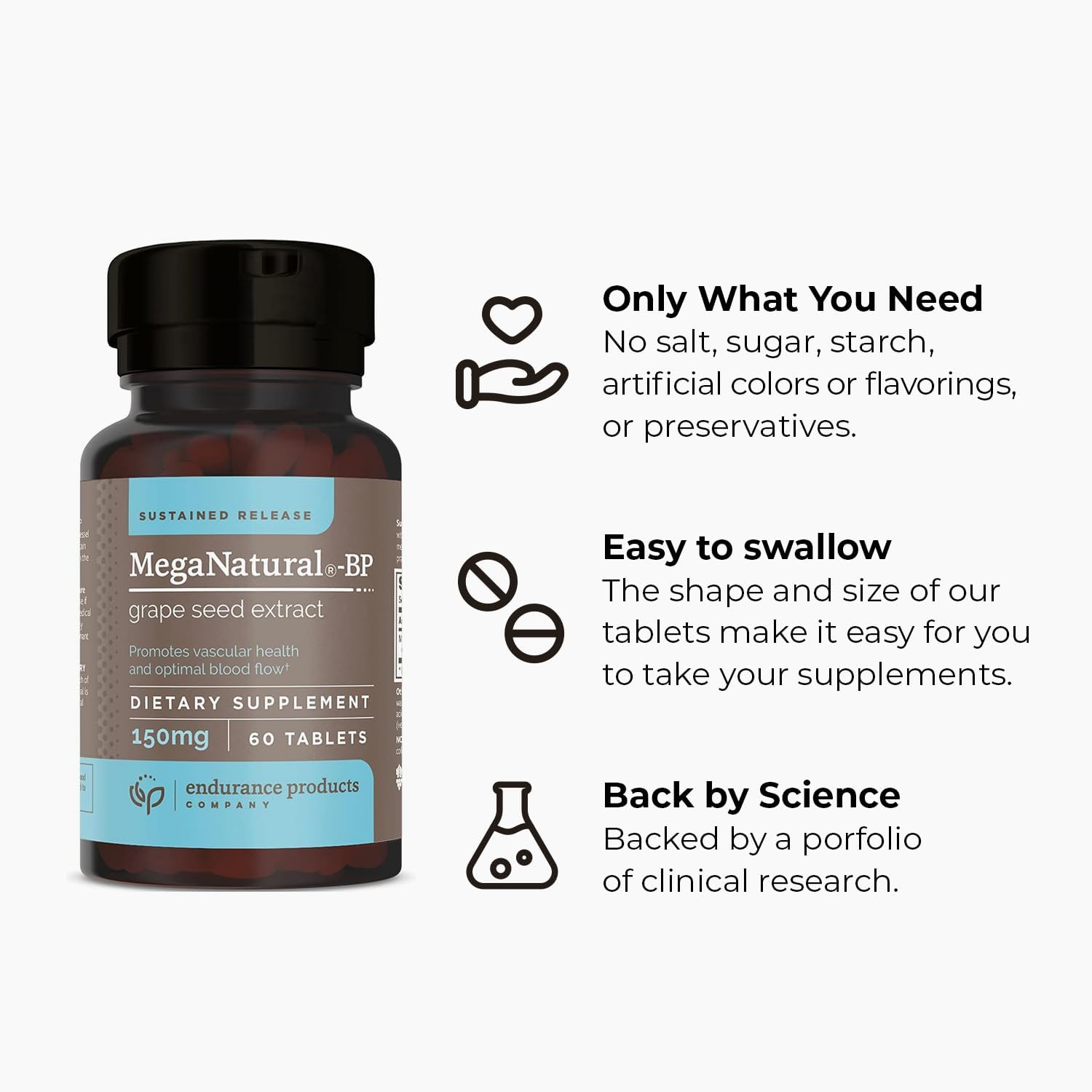 Endurance Products MegaNatural BP Grape Seed Extract Supplements - Sustained-release California Grape Seed Extract Tablets for Energy Support - BoostGo Australia