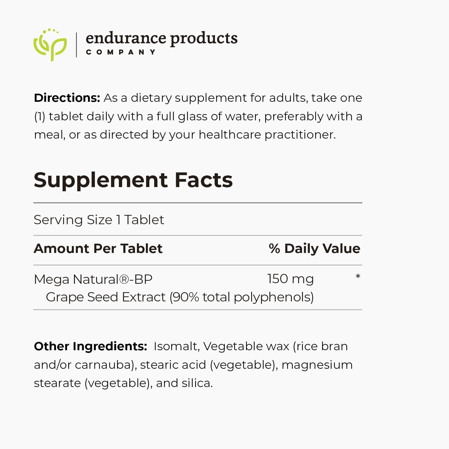 Endurance Products MegaNatural BP Grape Seed Extract Supplements - Sustained-release California Grape Seed Extract Tablets for Energy Support - BoostGo Australia