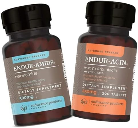 Endurance Products NAD+ Niacinamide B3 Combo Pack - 500mg Endur-Amide & 250mg ENDUR-ACIN - Extended Release for Optimal Absorption & Low-Flush - 200 Tablets